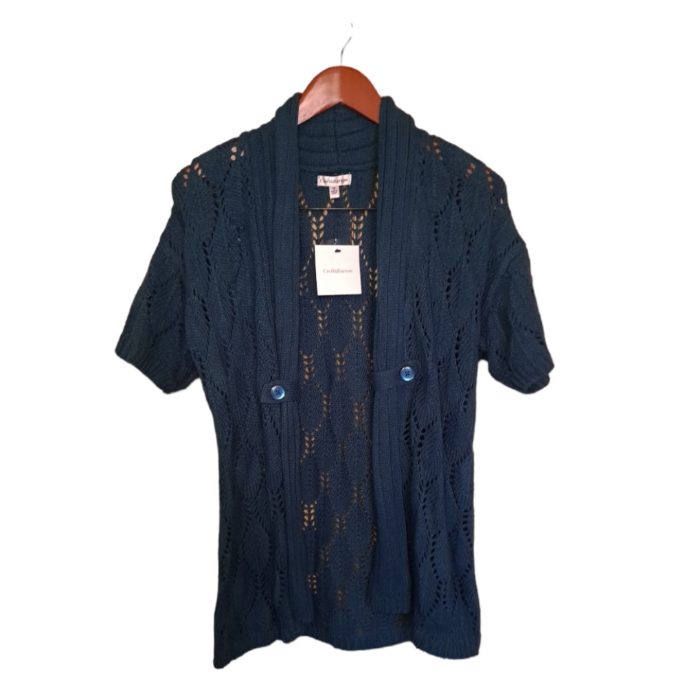 NWT Womens Croft & Barrow Sweater Cardigan Short Sleeve Size M